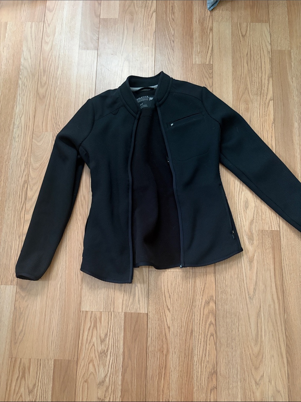 Fabletics Black Bomber Jacket with Zip Pockets